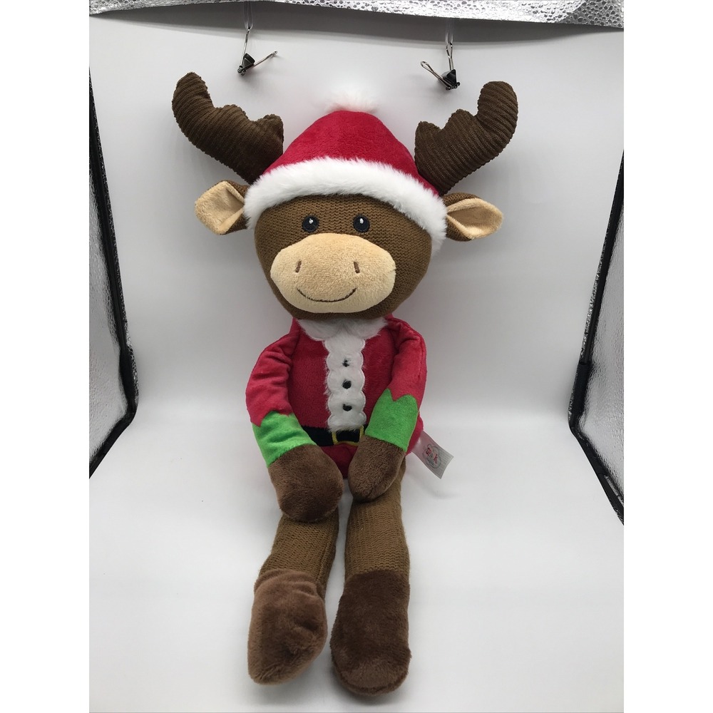 Spark Create Imagine Christmas Moose Rattle Santa Suit Plush 19 1/2 " Knit